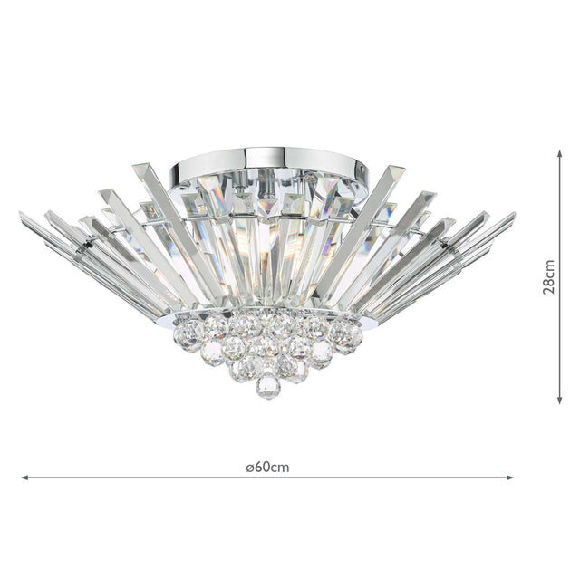 Nimbus 5 Light Flush Polished Chrome Crystal