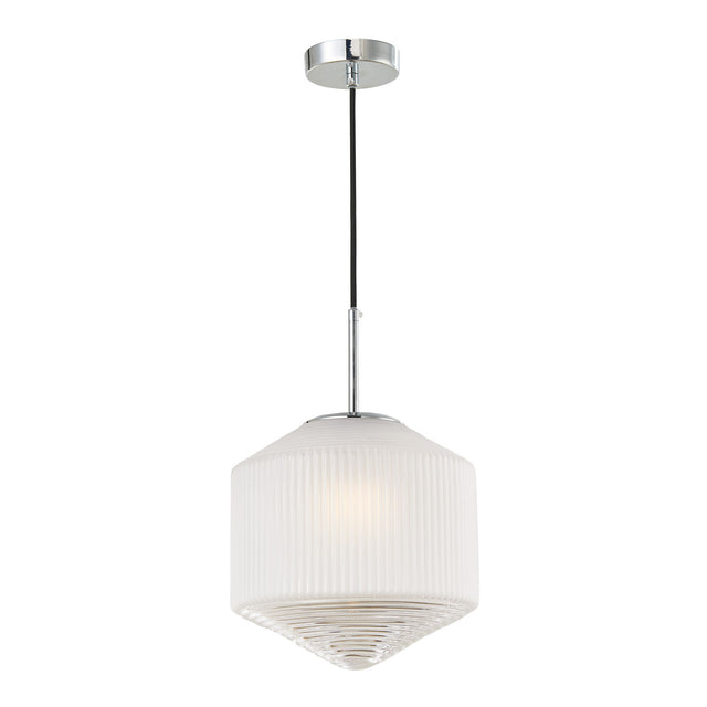 Nisha 1 Light Pendant Polished Chrome And Frosted/Clear Glass