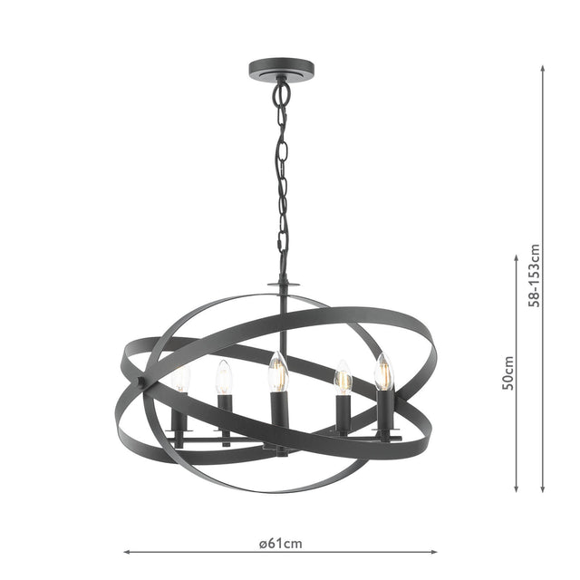 Nitya 5 Light Pendant Matt Black