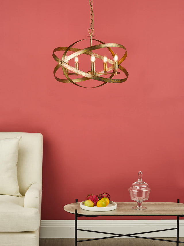 Nitya 5 Light Pendant Mottled Copper