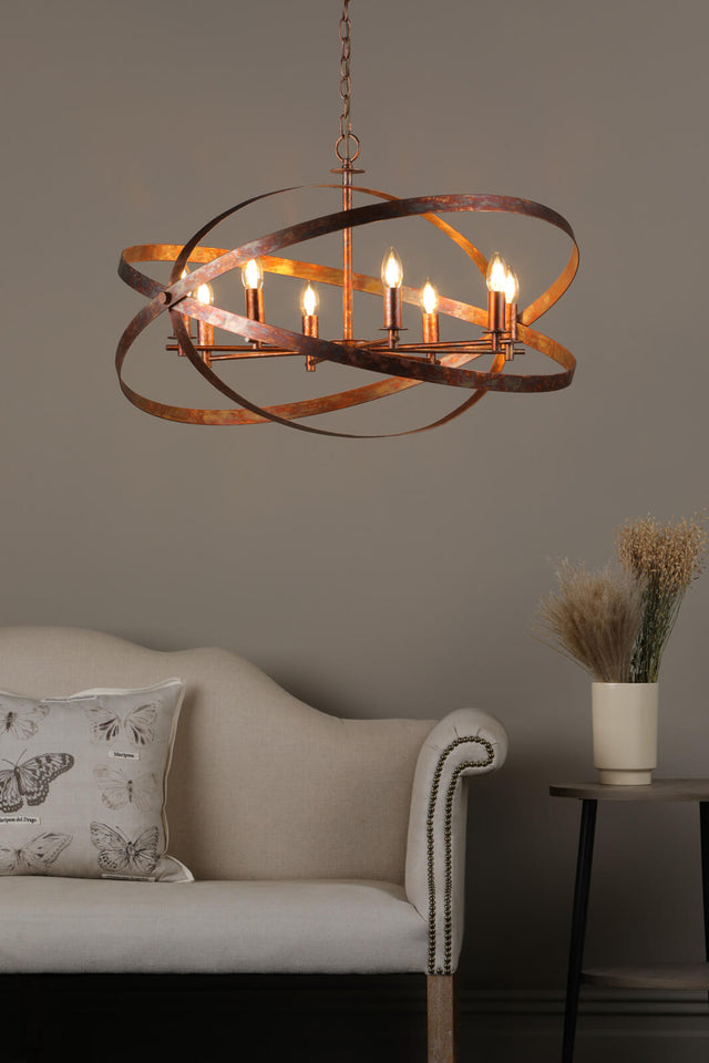 Nitya 8 Light Pendant Mottled Copper