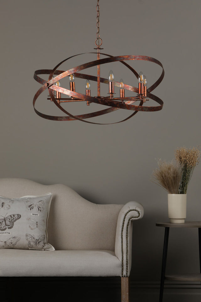 Nitya 8 Light Pendant Mottled Copper