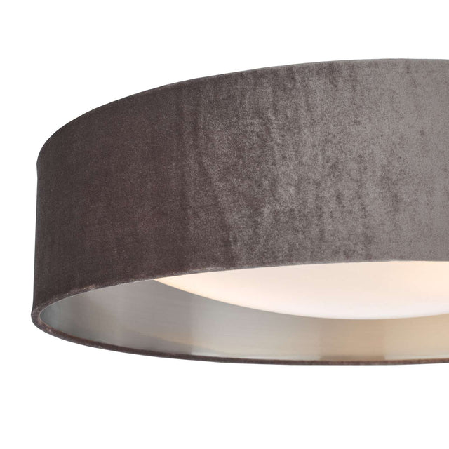 Nysa 3 Light Flush Velvet Warm Grey Shade 60cm