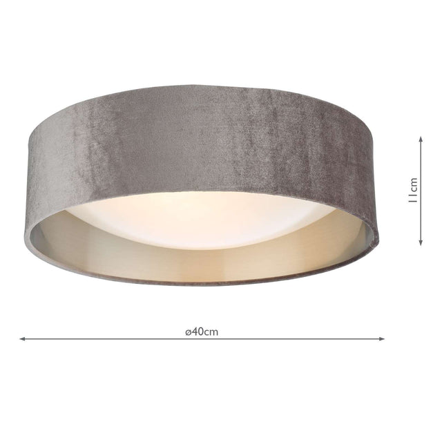 Nysa 2 Light Flush Velvet Warm Grey Shade 40cm