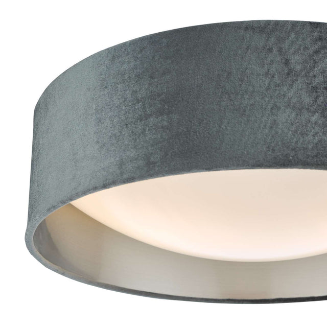 Nysa 2 Light Flush Velvet Dark Grey Shade 40cm