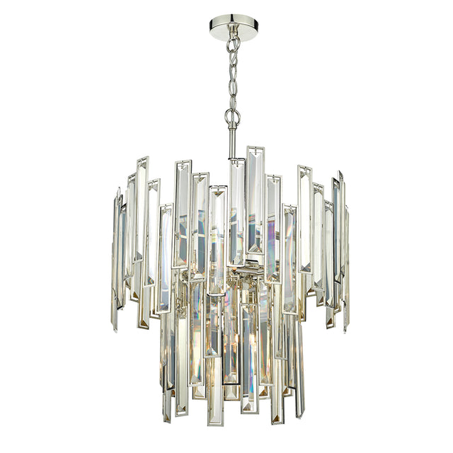 Odile 6 Light Pendant Champagne Crystal Polished Nickel Frame