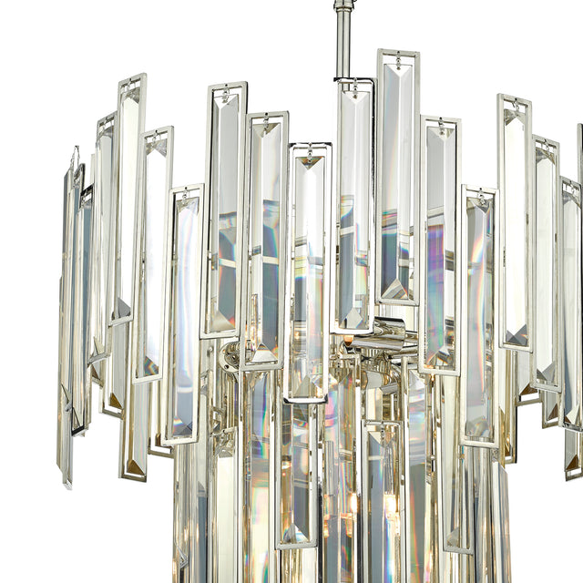 Odile 6 Light Pendant Champagne Crystal Polished Nickel Frame