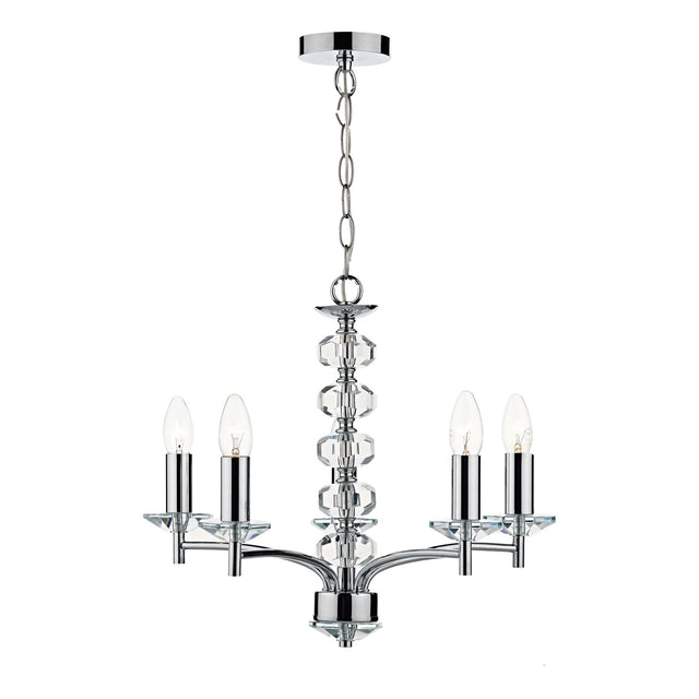 Oleana 5 Light Pendant Polished Chrome Crystal