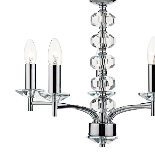 Oleana 5 Light Pendant Polished Chrome Crystal