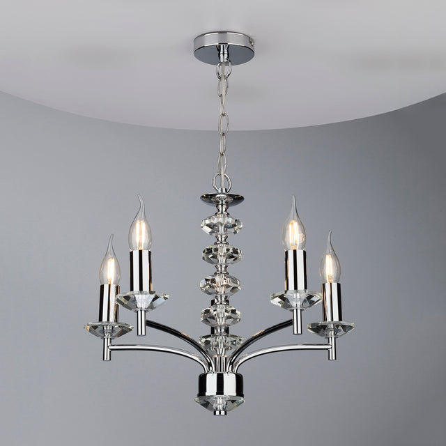 Oleana 5 Light Pendant Polished Chrome Crystal