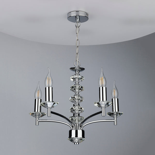 Oleana 5 Light Pendant Polished Chrome Crystal