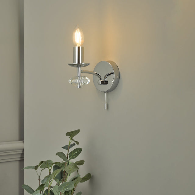 Oleana Wall Light Polished Chrome Crystal