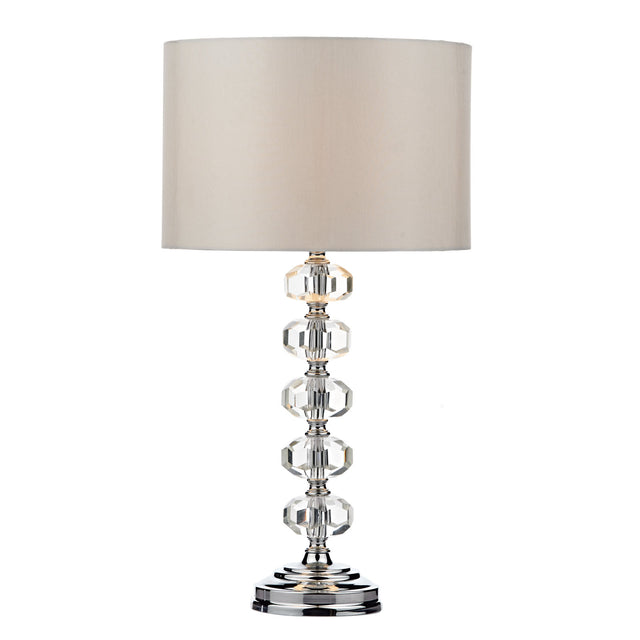 Oleana Table Lamp Polished Chrome Crystal With Shade