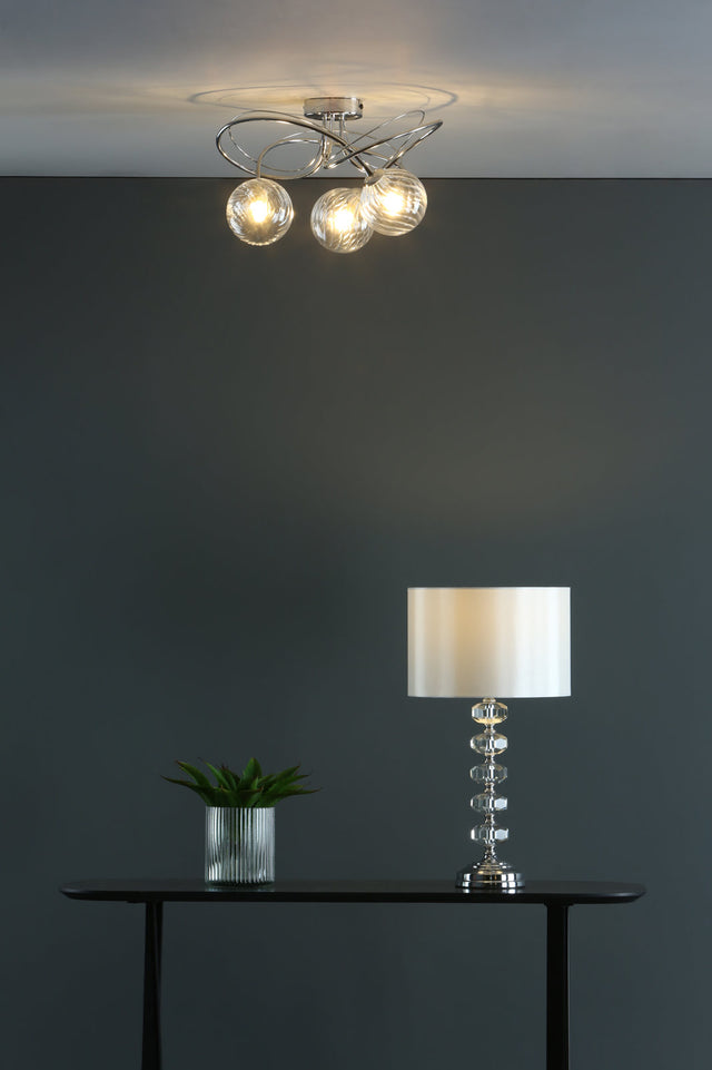 Oleana Table Lamp Polished Chrome Crystal With Shade