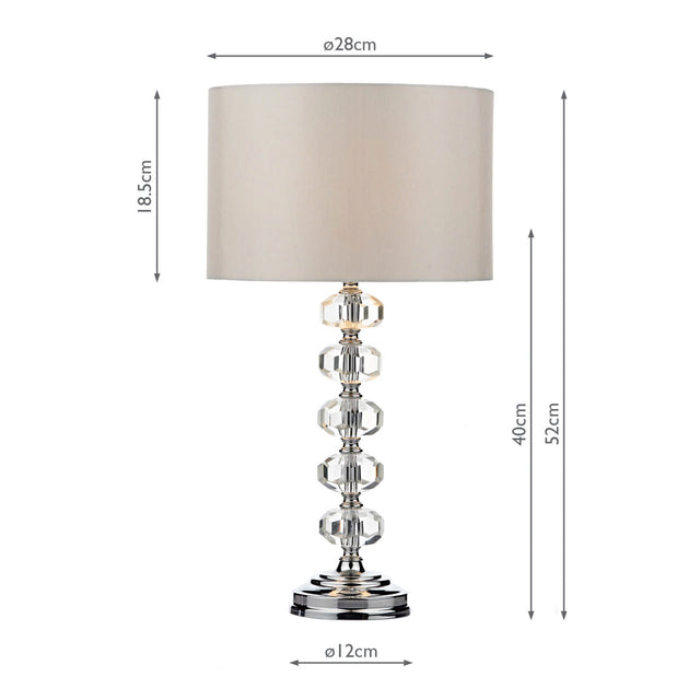 Oleana Table Lamp Polished Chrome Crystal With Shade