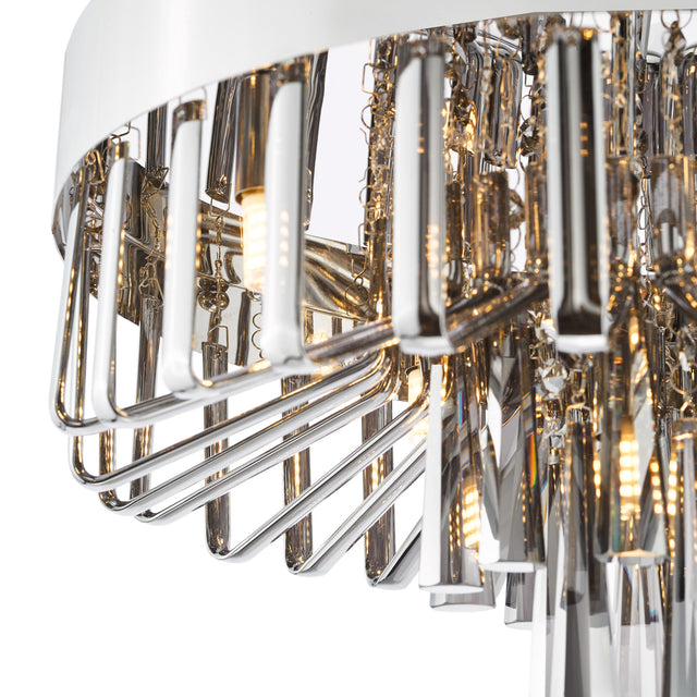 Olin 5 Light Flush Polished Chrome and Smoked Glass