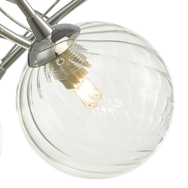 Onawa 3 Light Semi Flush Polished Chrome With Twisted Closed Glass