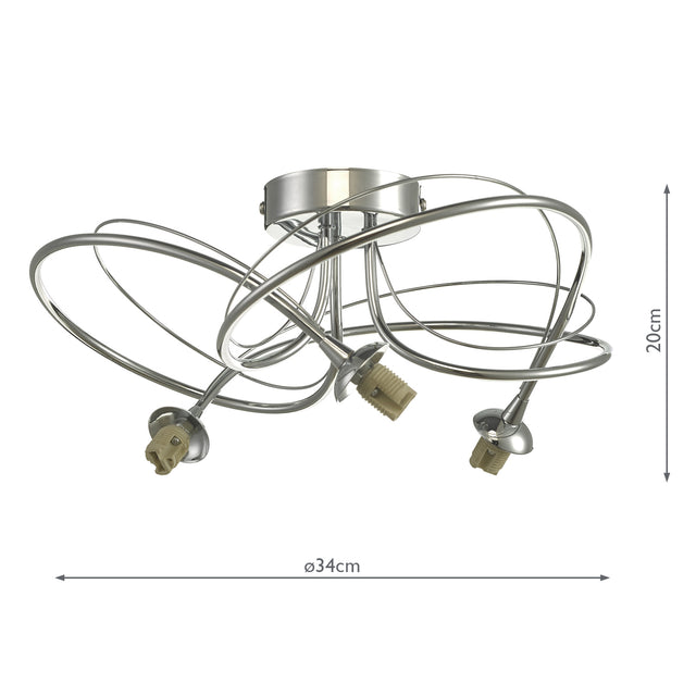 Onawa 3 Light Semi Flush Polished Chrome Frame Only