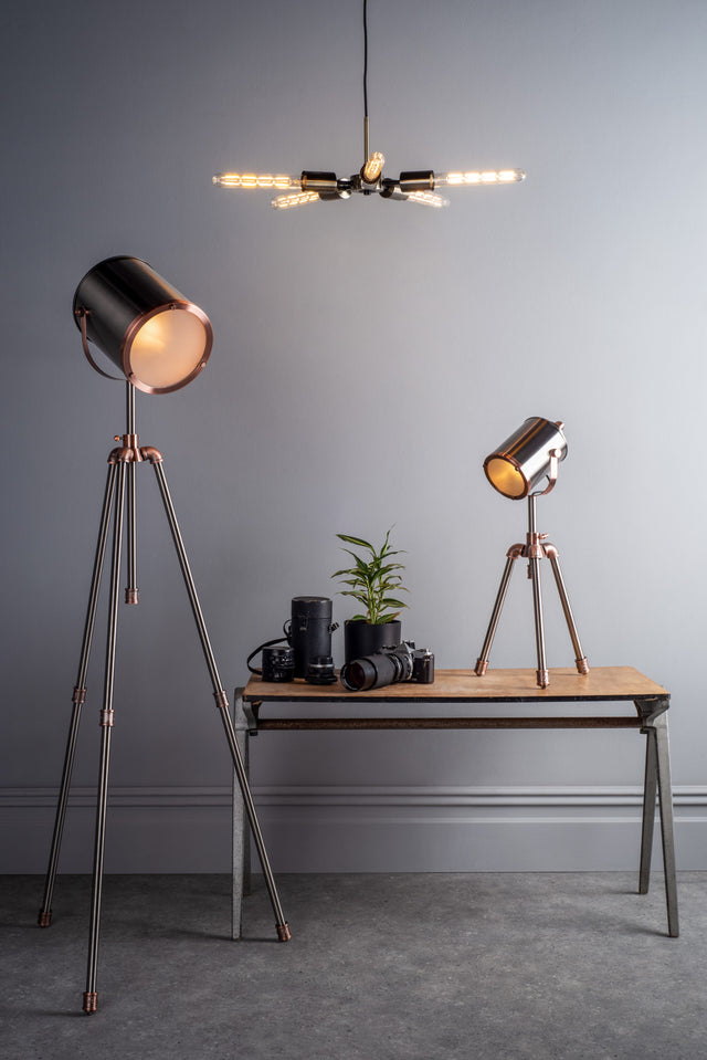 Onika 5 Light Pendant Antique Brass Matt Black