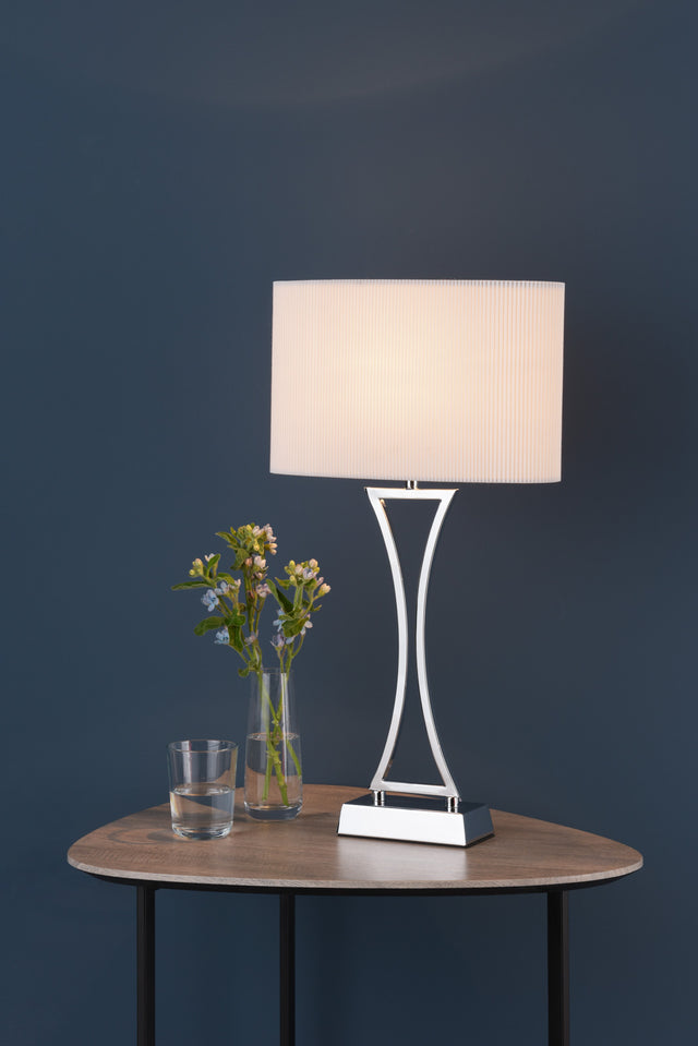 Oporto Table Lamp Polished Chrome With Cream Shade