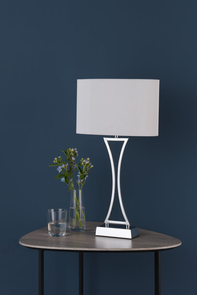 Oporto Table Lamp Polished Chrome With Cream Shade