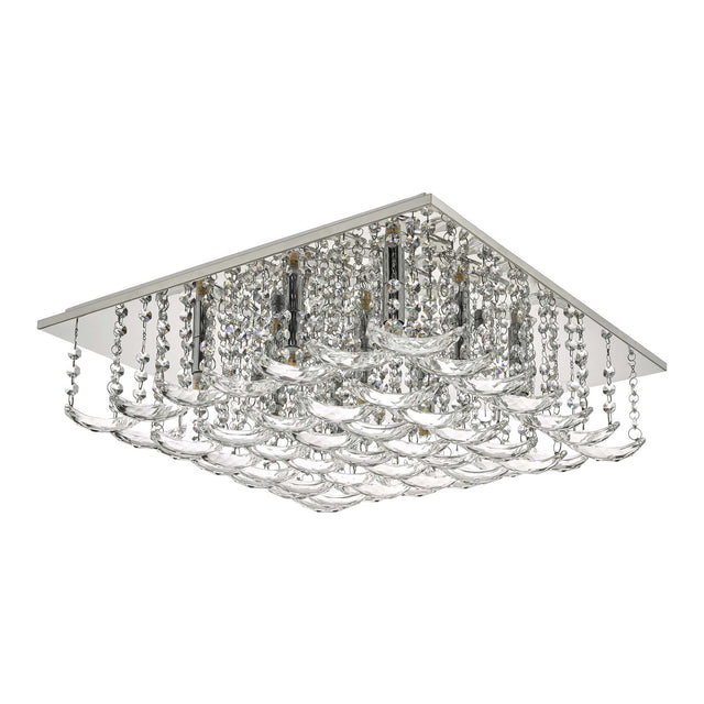 Orella 9 Light Flush Polished Chrome & Crystal