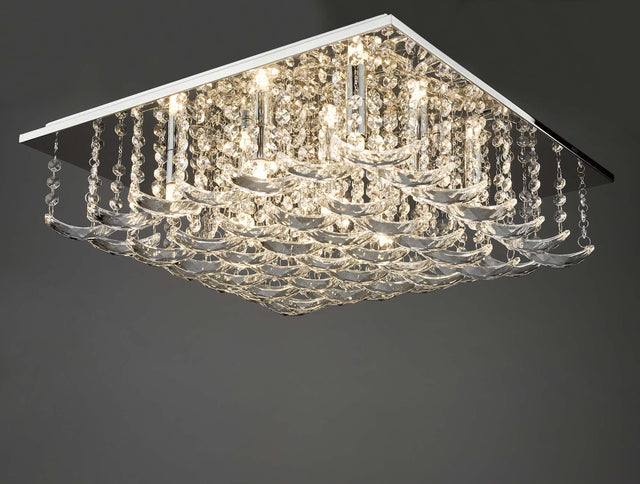 Orella 9 Light Flush Polished Chrome & Crystal