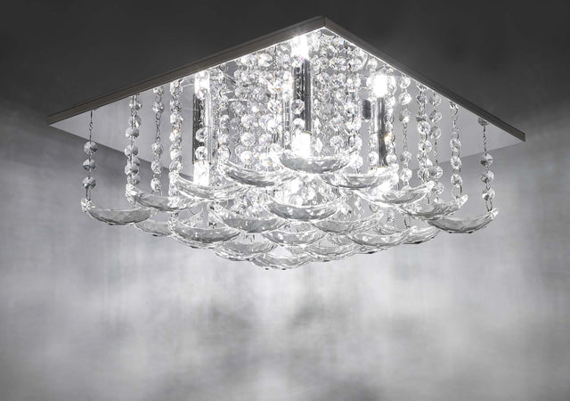 Orella 5 Light Flush Polished Chrome & Crystal