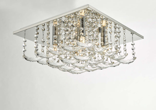 Orella 5 Light Flush Polished Chrome & Crystal