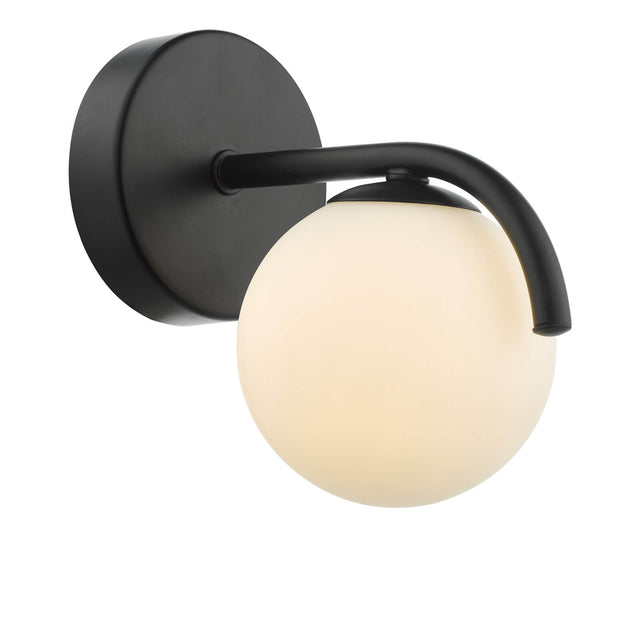 Orlena Wall Light Matt Black and Opal Glass