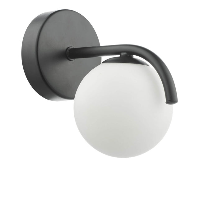 Orlena Wall Light Matt Black and Opal Glass