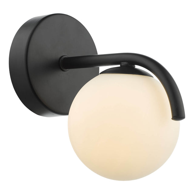 Orlena Wall Light Matt Black and Opal Glass