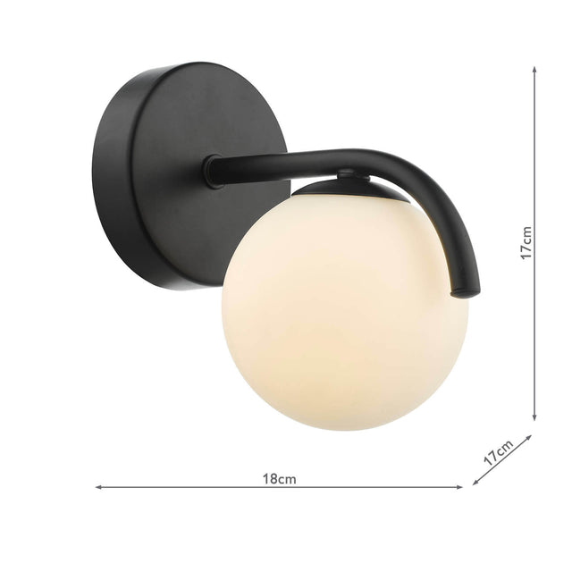 Orlena Wall Light Matt Black and Opal Glass