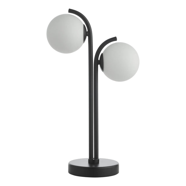 Orlena 2 Light Table Lamp Matt Black and Opal Glass