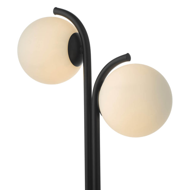 Orlena 2 Light Table Lamp Matt Black and Opal Glass