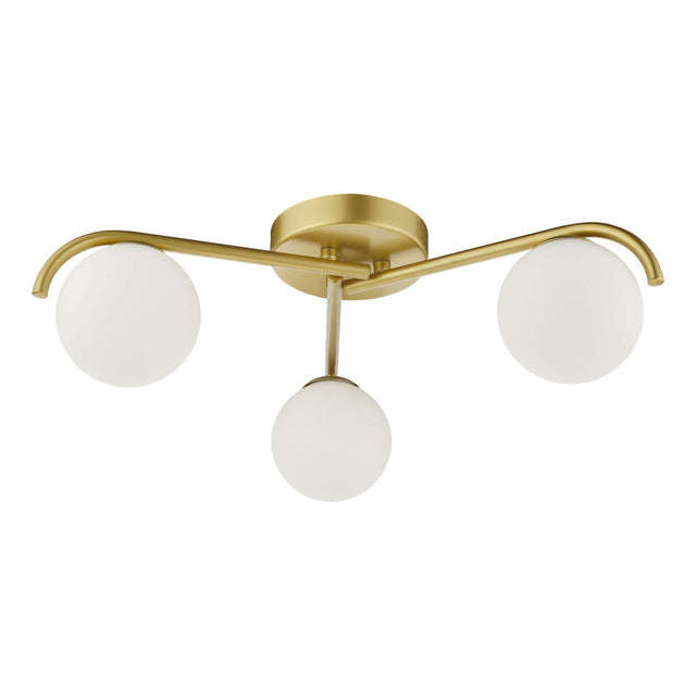 Orlena 3 Light Flush Satin Gold and Opal Glass