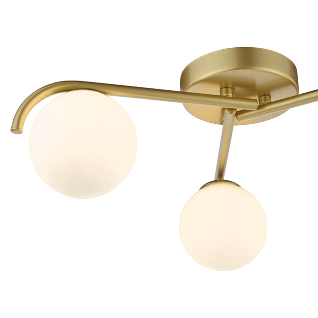 Orlena 3 Light Flush Satin Gold and Opal Glass