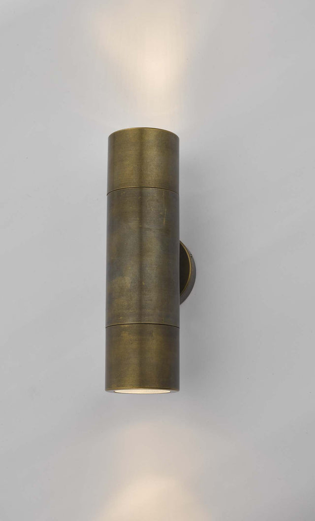 Ortega Outdoor 2 Light Wall Light Natural Brass IP65