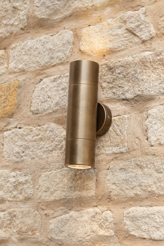 Ortega Outdoor 2 Light Wall Light Natural Brass IP65