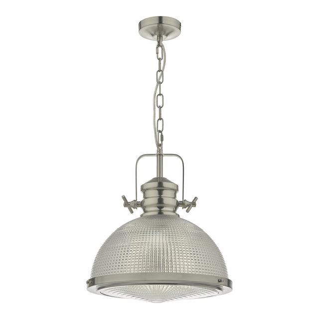 Peyton 1 Light Pendant Satin Nickel And Textured Glass