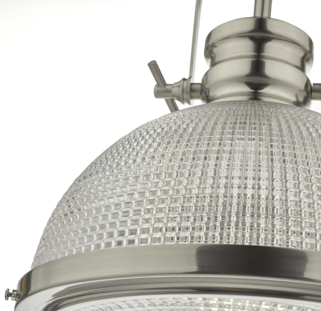 Peyton 1 Light Pendant Satin Nickel And Textured Glass