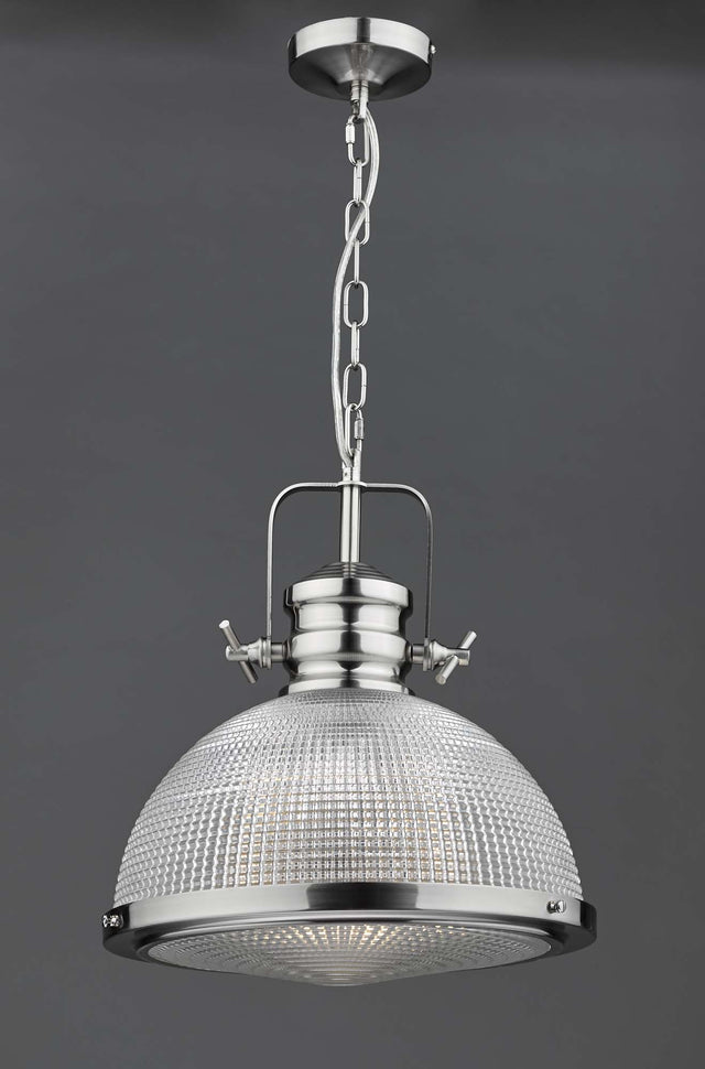 Peyton 1 Light Pendant Satin Nickel And Textured Glass