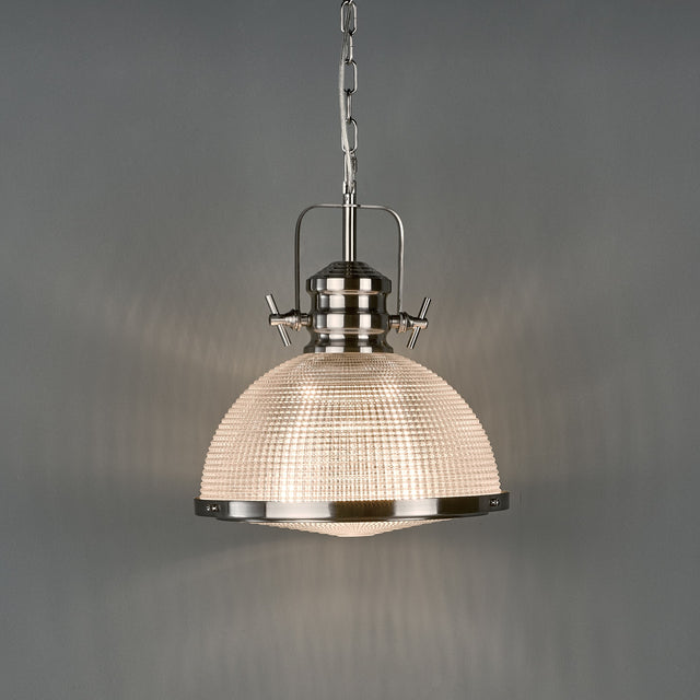 Peyton 1 Light Pendant Satin Nickel And Textured Glass