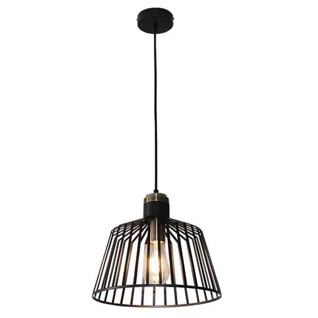 BLACK/ ANTIQUE BRASS RUSTIC CAGE PENDANT