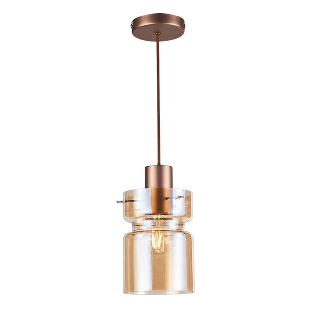 COPPER FINISH with AMBER GLASS CAMDEN PENDANT FITTING