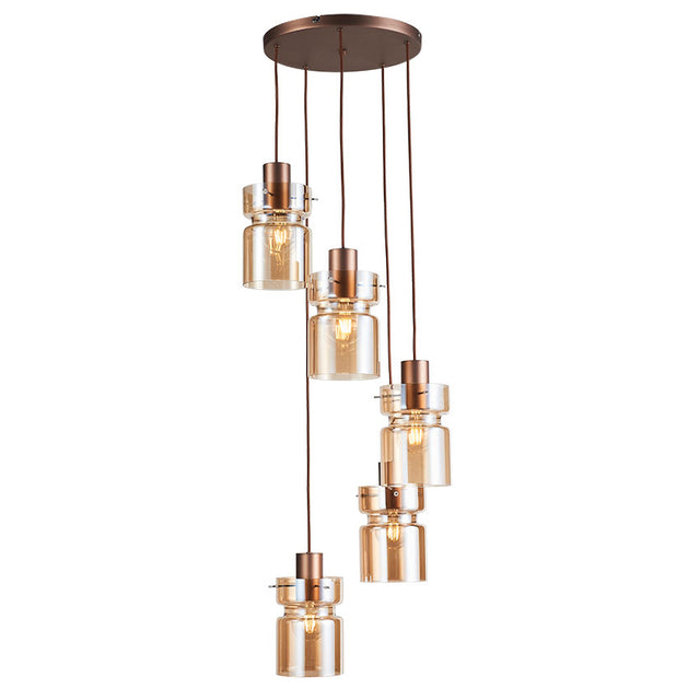 COPPER FINISH with AMBER GLASS CAMDEN PENDANT FITTING