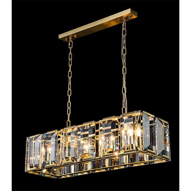 8L PRESOCIA SATIN BRASS CRYSTAL PENDANT