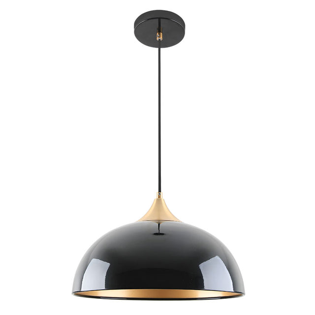 HIGH GLOSS BLACK DOME STYLE METAL PENDANT