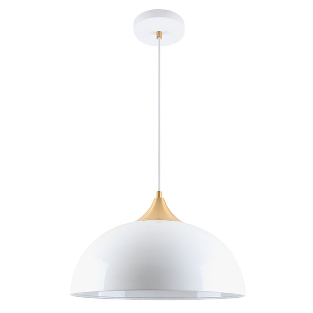 HIGH GLOSS WHITE DOME STYLE METAL PENDANT