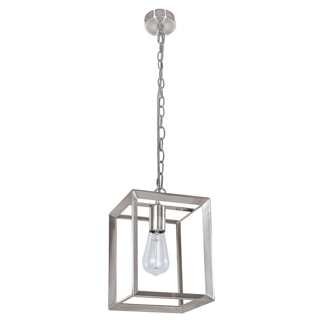 SATIN NICKEL GALLEY CLEAR AND METAL FRAME PENDANT